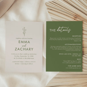 Convite Casamento Moderno em Verde Oliva Tudo-em-Um