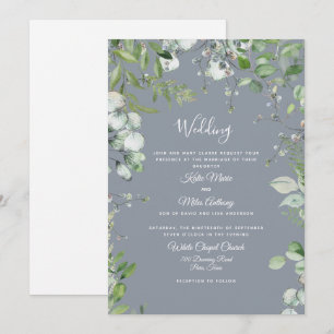 Convite Casamento Moderno Eucalipto Ambos os Pais Azul Poe