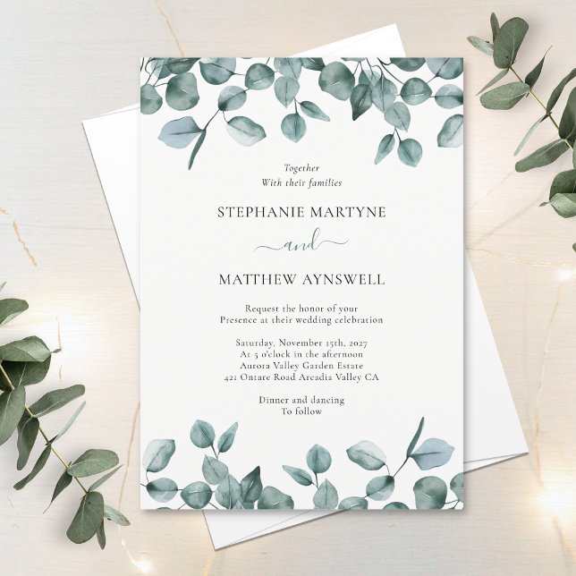 Convite Casamento Moderno Eucalyptus Foliage (Criador carregado)