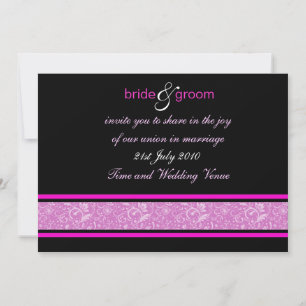 Convite Casamento Moderno Fantasia Floral Rosa Choque e Pr