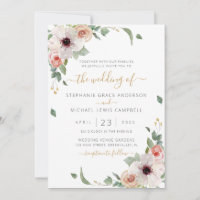 Casamento Moderno Floral Cor de Água Rosa