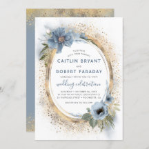 Casamento Moderno Floral de Dusty Blue e Glitter D