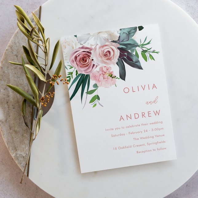 Convite Casamento Moderno Floral De Lush Tropical (Criador carregado)