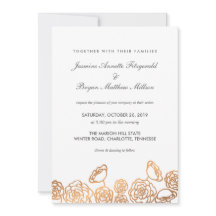 Casamento Moderno Floral de Luxury Gold Foil
