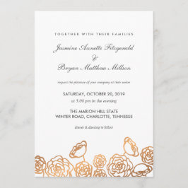 Convite Casamento Moderno Floral de Luxury Gold Foil
