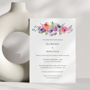 Convite Casamento Moderno Floral Elegante com Aquarela Sua