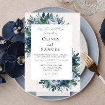 Casamento moderno floral em azul naval e azul poei