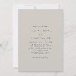 Convite Casamento Moderno Formal Taupe Script