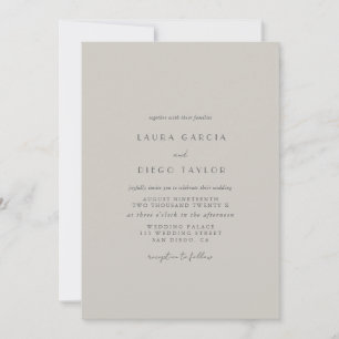 Convite Casamento Moderno Formal Taupe Script