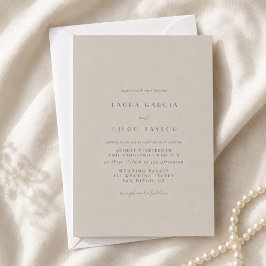 Convite Casamento Moderno Formal Taupe Script