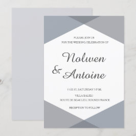 Convite Casamento moderno geométrico geométrico da cinza L