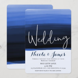 Convite Casamento Moderno Glam com Tons de Azul Água do Oc