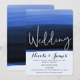 Convite Casamento Moderno Glam com Tons de Azul Água do Oc