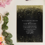 Convite Casamento Moderno Glitter Dourado Negro Elegante<br><div class="desc">Casamento Moderno Glitter Dourado Negro Elegante</div>