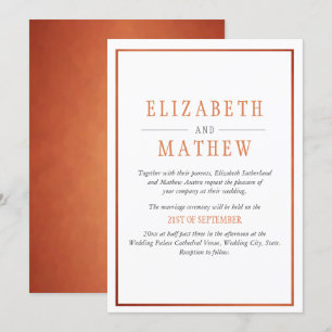 Convite Casamento Moderno Laranja-Laranja-Cor-de-Cobre Bra
