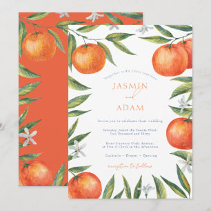 Convite Casamento Moderno Laranja Mediterrâneo Citrino