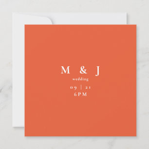 Convite Casamento Moderno Laranja Quadrado Simples e Elega