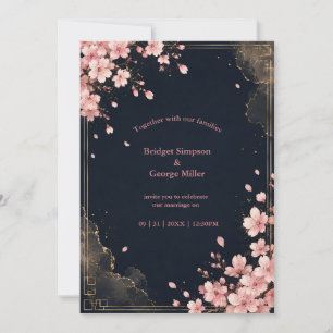 Convite Casamento Moderno Luxuoso Flor de Cerejeira