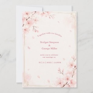 Convite Casamento Moderno Luxuoso Flor de Cerejeira
