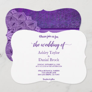 Convite Casamento Moderno Mandala, Script Simples Chic