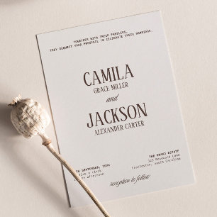 Convite Casamento Moderno Marfim e Marrom