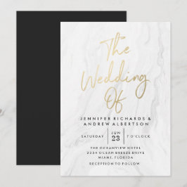 Convite Casamento Moderno Mármore Branco Dourado | Casamen
