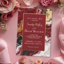Casamento Moderno Mármore Burgundy Chic Dourado Ag