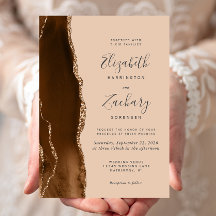 Casamento Moderno Marrom Mocha Dourado Ágata Bege