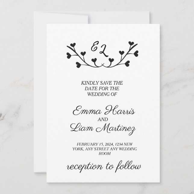 Convite Casamento Moderno Minimalista (Frente)