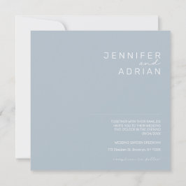Convite Casamento Moderno Minimalista Azul Pastel Elegante