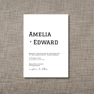 Convite Casamento Moderno Minimalista Branco e Preto