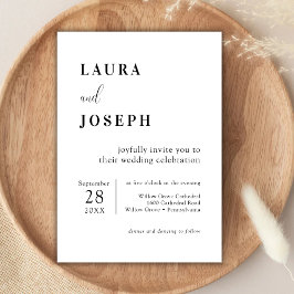 Convite Casamento Moderno Minimalista Branco Personalizado