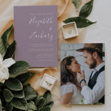 Casamento Moderno Minimalista com Foto em Lavanda 