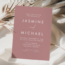 Convite Casamento Moderno Minimalista com Letra Dusty Rose