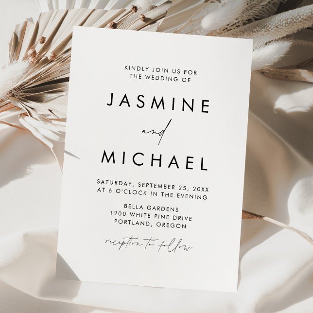 Convite Casamento Moderno Minimalista com Letra Preta (Criador carregado)