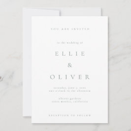 Convite Casamento Moderno Minimalista de Sage Green & Whit
