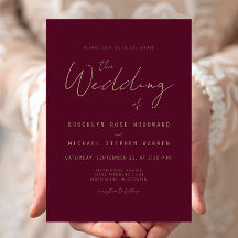 Casamento Moderno Minimalista Dourado em Burgundy