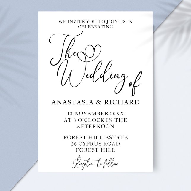 Convite Casamento Moderno Minimalista Elegante (Elegant Script Modern Minimalist Wedding Invitation)