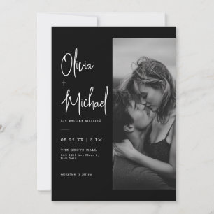 Convite Casamento Moderno Minimalista Elegante com Foto e