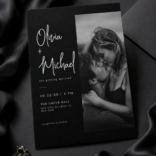 Convite Casamento Moderno Minimalista Elegante com Foto e