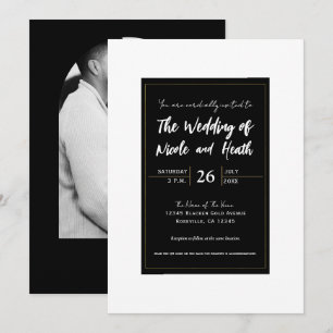 Convite Casamento Moderno Minimalista Elegante Preto Branc