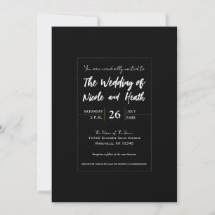 Convite Casamento Moderno Minimalista Elegante Preto e Dou