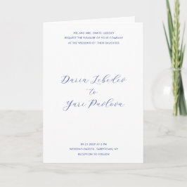 Convite Casamento Moderno Minimalista em Azul Cobalto