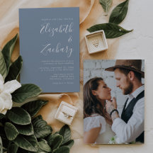 Casamento Moderno Minimalista em Azul Poeirento Fo