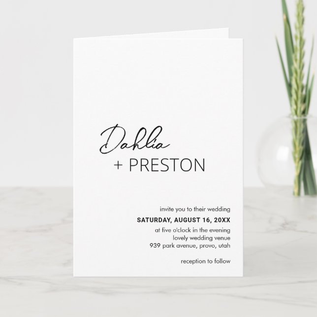 Convite Casamento Moderno Minimalista em Preto e Branco co (Frente)