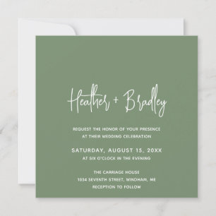 Convite Casamento Moderno Minimalista em Verde Sage