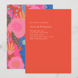 Convite Casamento Moderno Minimalista Floral de Red Boho C