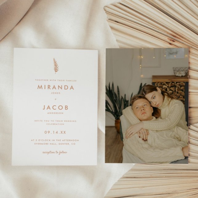 Convite Casamento Moderno Minimalista Folha de Palmeira Be (Criador carregado)