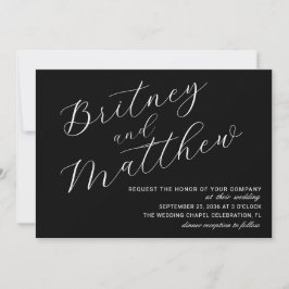 Convite Casamento Moderno Minimalista Foto Script Preto