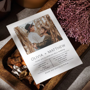 Convite Casamento Moderno Minimalista   Foto Simples Elega